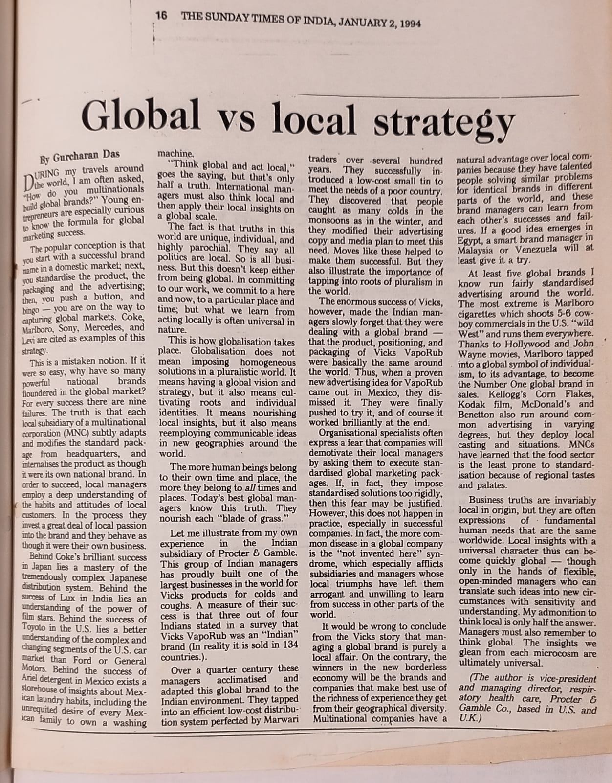 Global vs local strategy