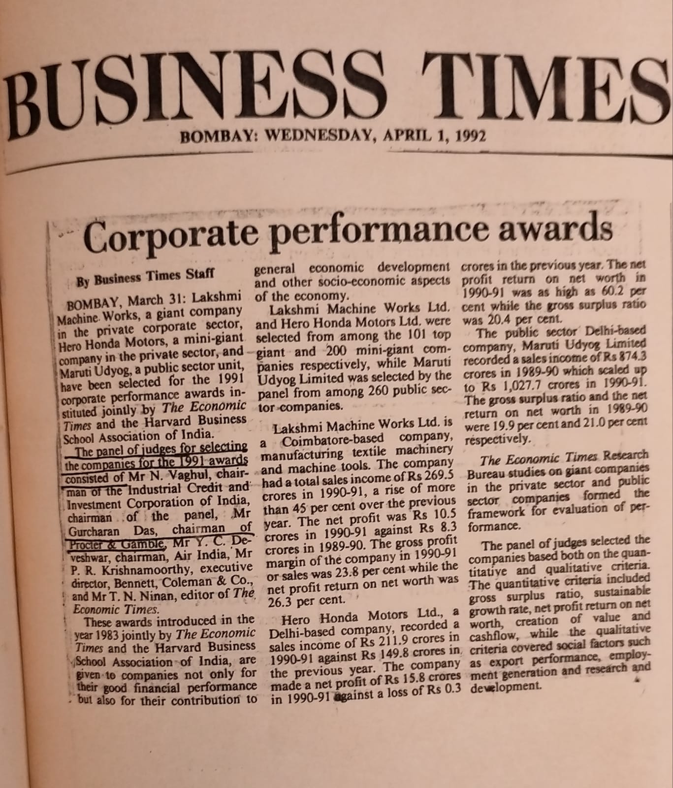Corporate Performance Award